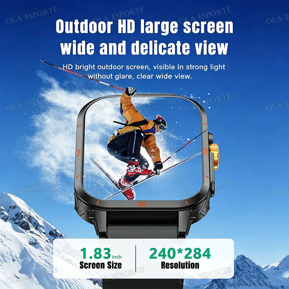 Outdoor 1.73-Inch Calling Smartwatch with Flashlight