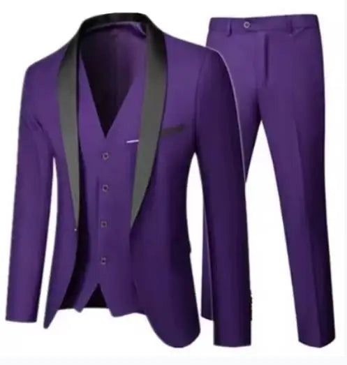 Men's Black Slim Fit Three-Piece Suit