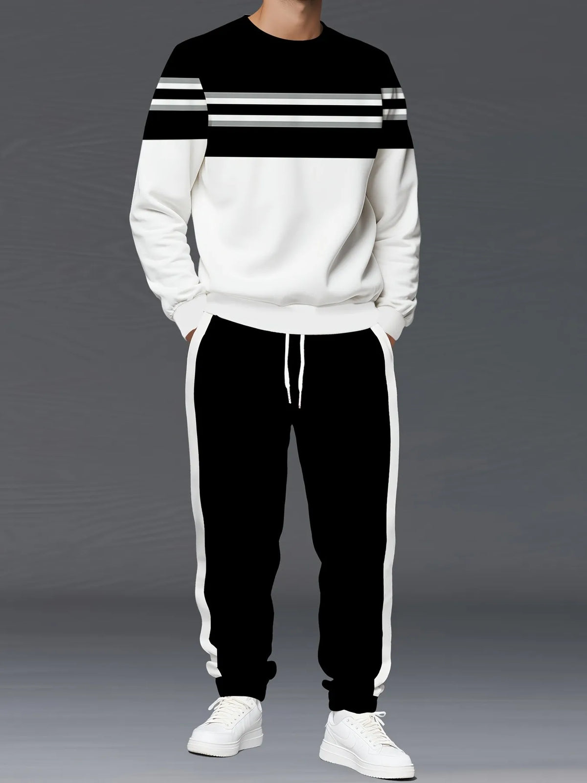Men's Striped Sweatshirt & Pants Set