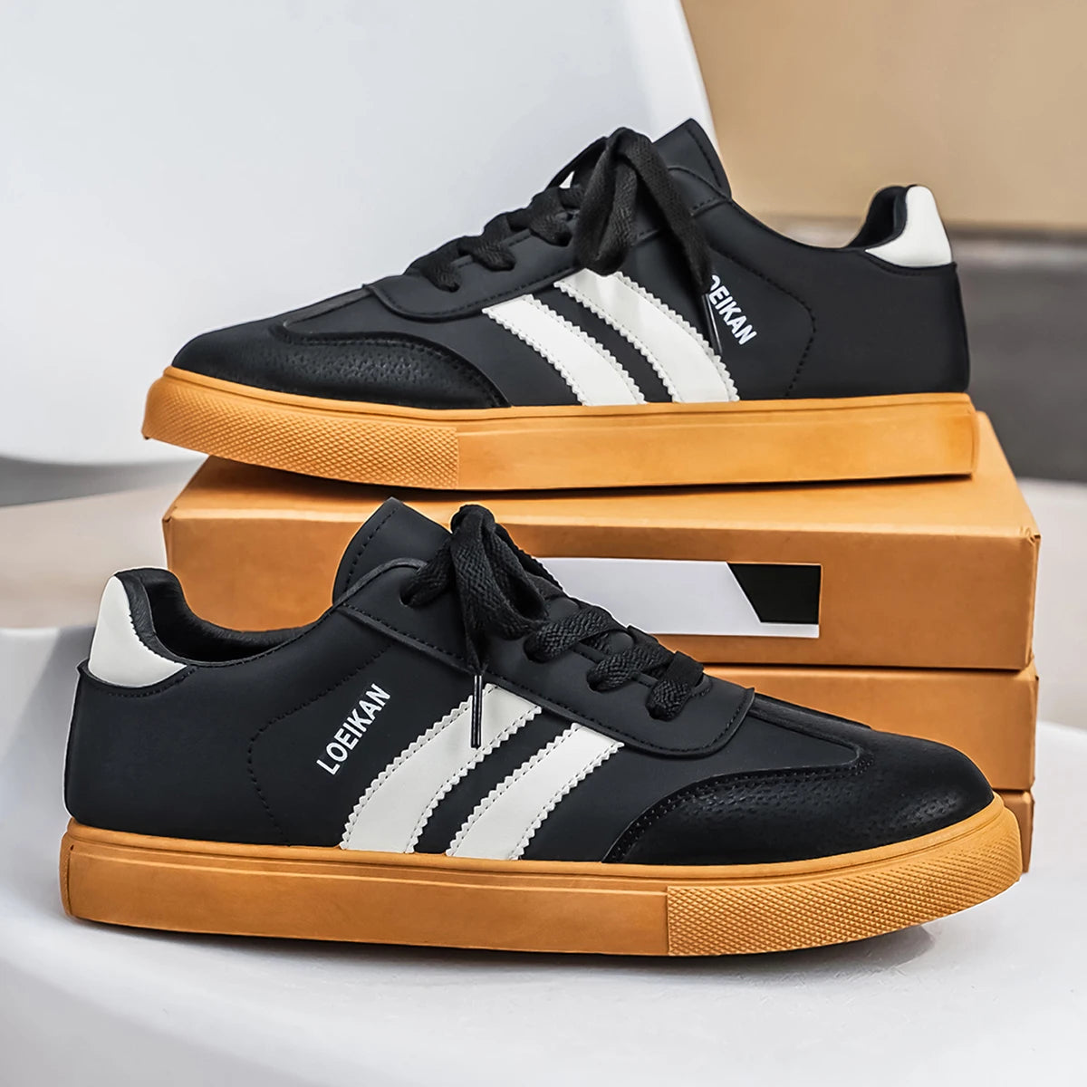 Men's Contrast-Stripe Gum-Sole Sneakers