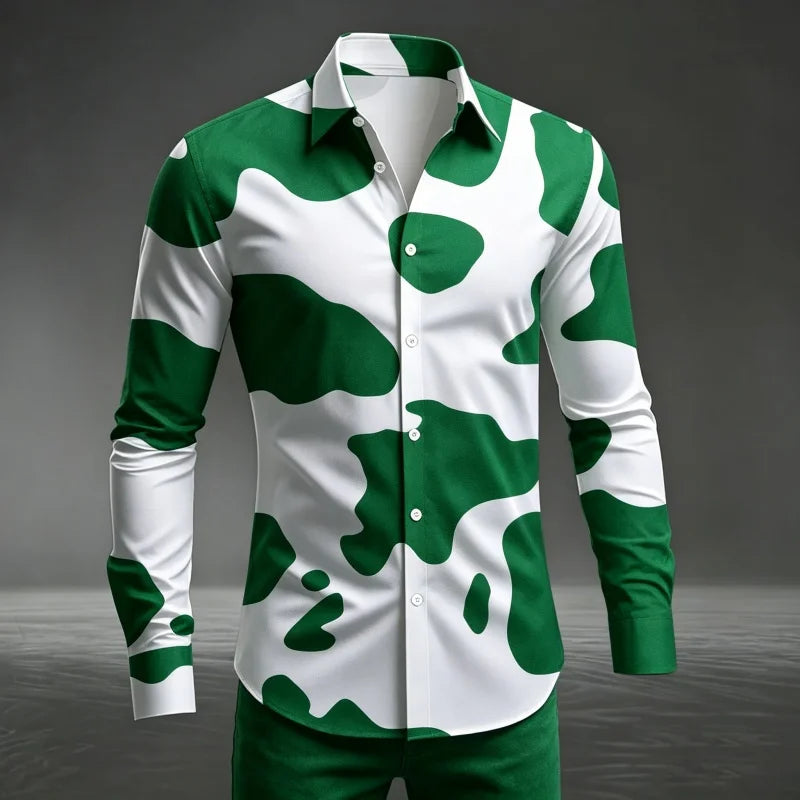 Men's Animal Print Long-Sleeve Casual Shirt