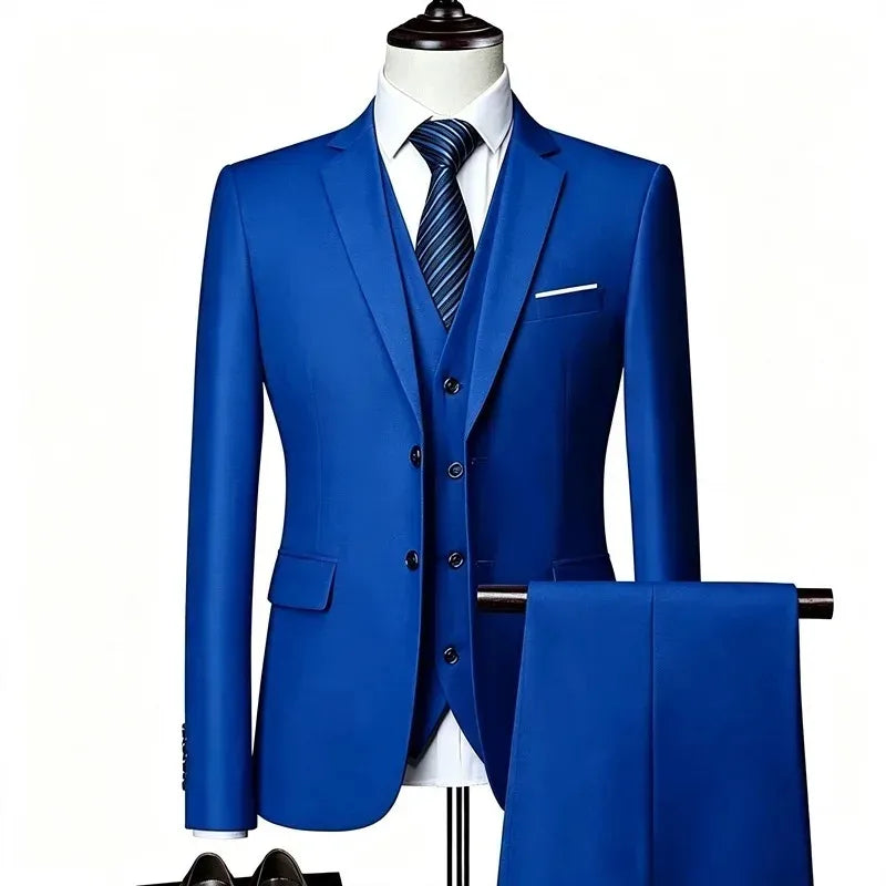 Men's Slim Fit Jacket, Vest & Trouser Set