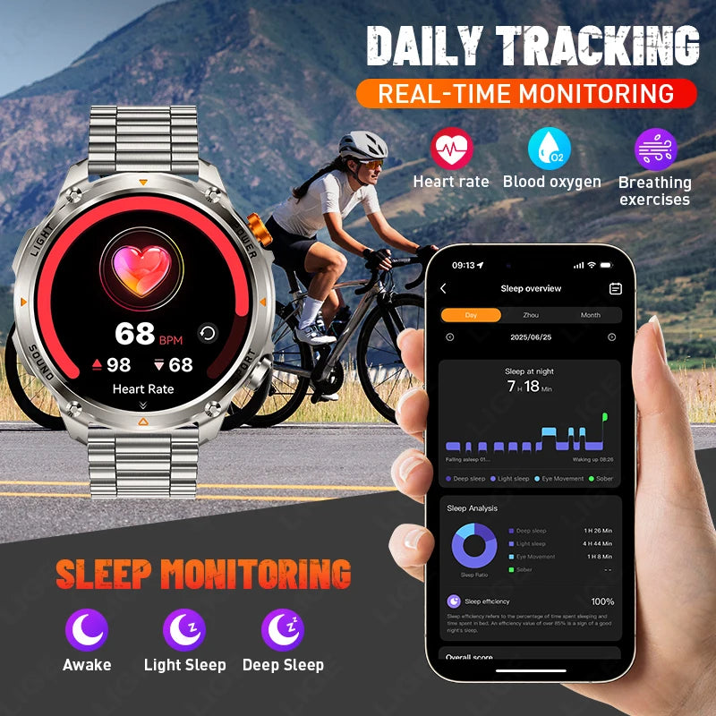 Outdoor 1.46-Inch Calling Smartwatch with Flashlight