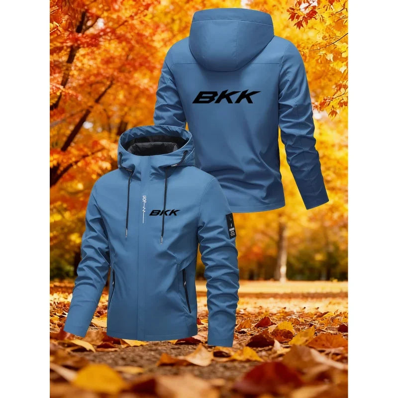 Men's Letter Print Hooded Zip-Up Jacket