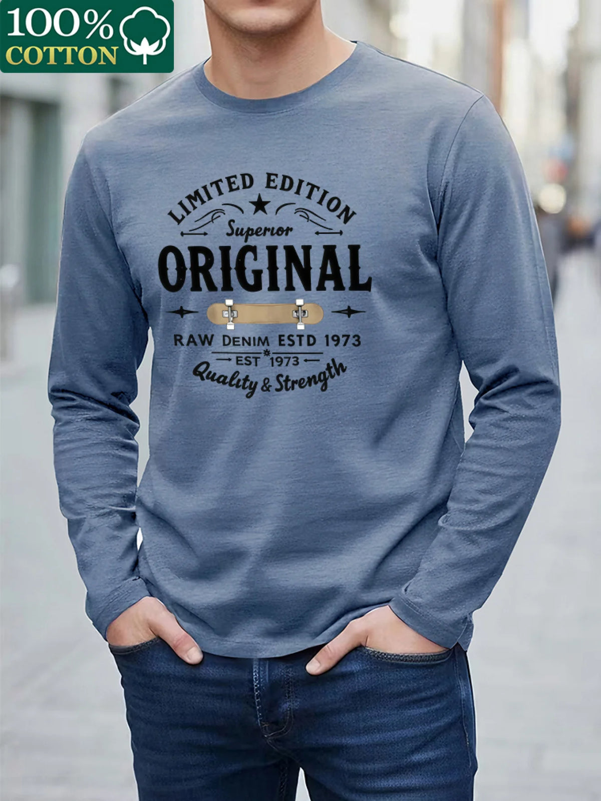 Men's Animal Print Long-Sleeve Casual T-Shirt
