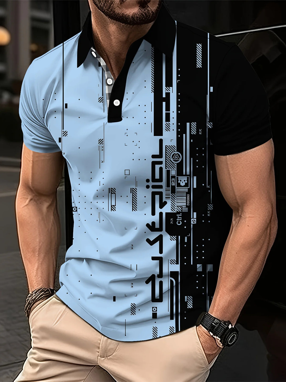 Men's Gradient Print Polo Shirt