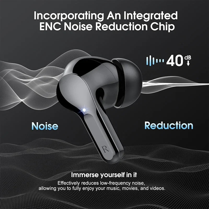 ENC Noise-Cancelling Wireless Earbuds with LED Display