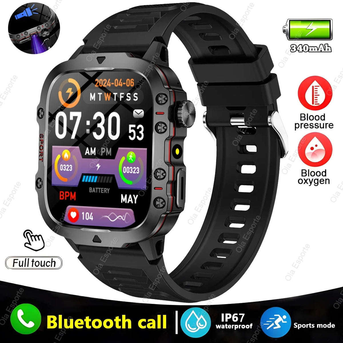 1.81-Inch Calling Smartwatch with Flashlight