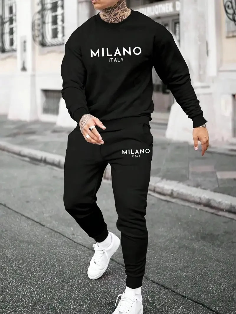 Men's Letter Print Hoodie & Pants Set
