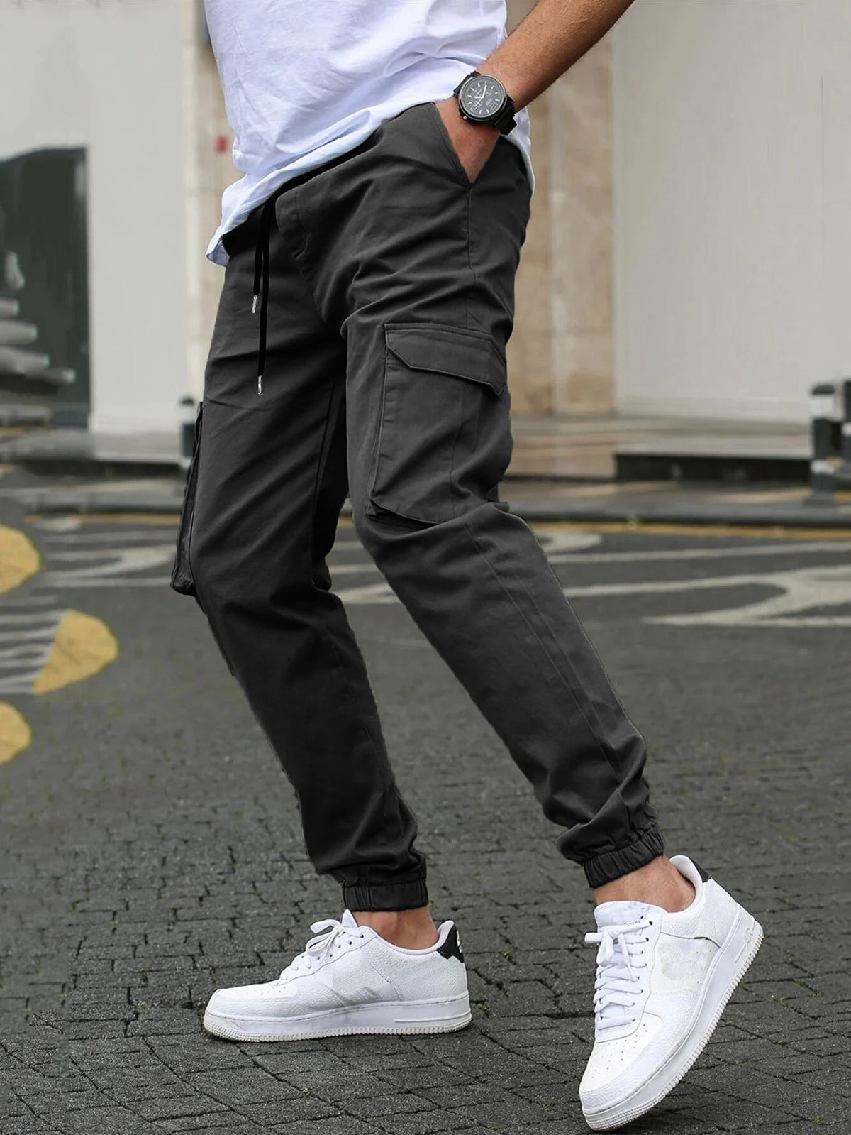 Men's Multi-Pocket Cuffed Workwear Pants — product view