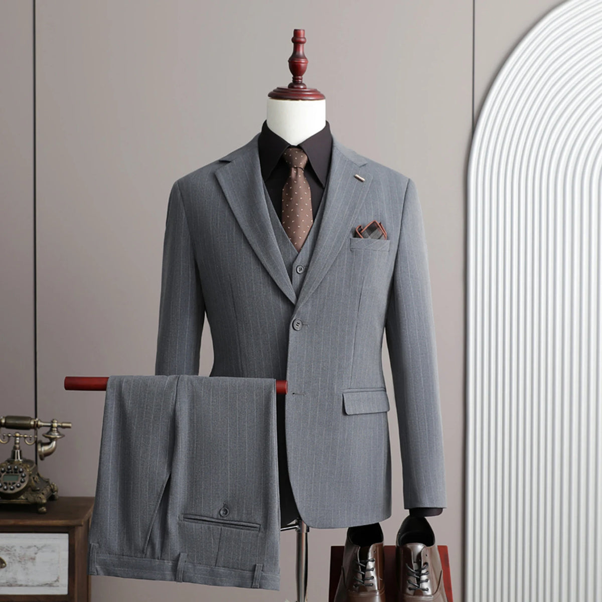 Men's Striped Suit Set — product view