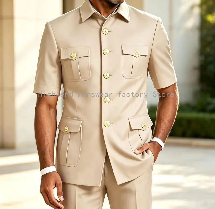 Men's Brown 2-Piece Slim Fit Suit Set — product view
