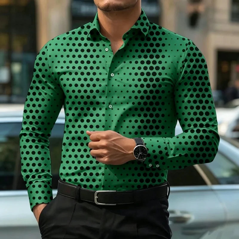 Men's Graphic Print Long-Sleeve Casual Shirt