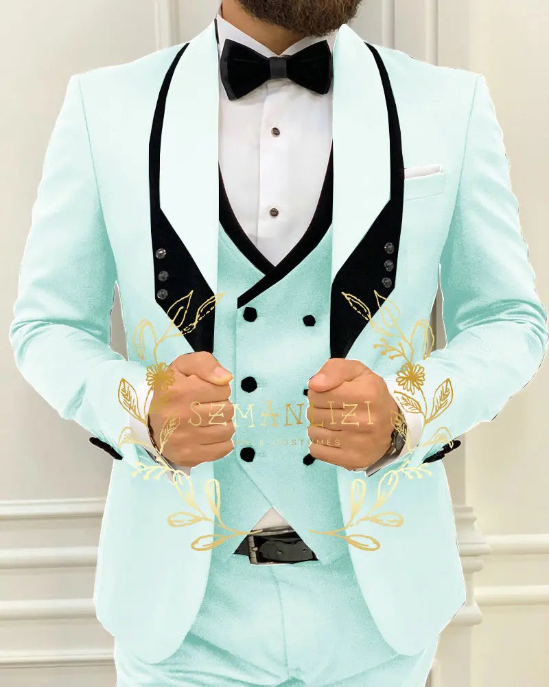 Men's Royal Blue 3-Piece Slim Fit Suit Set — product view