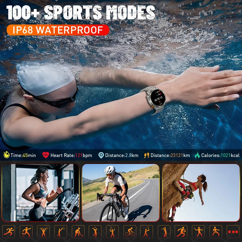 Outdoor 1.46-Inch Calling Smartwatch with Flashlight