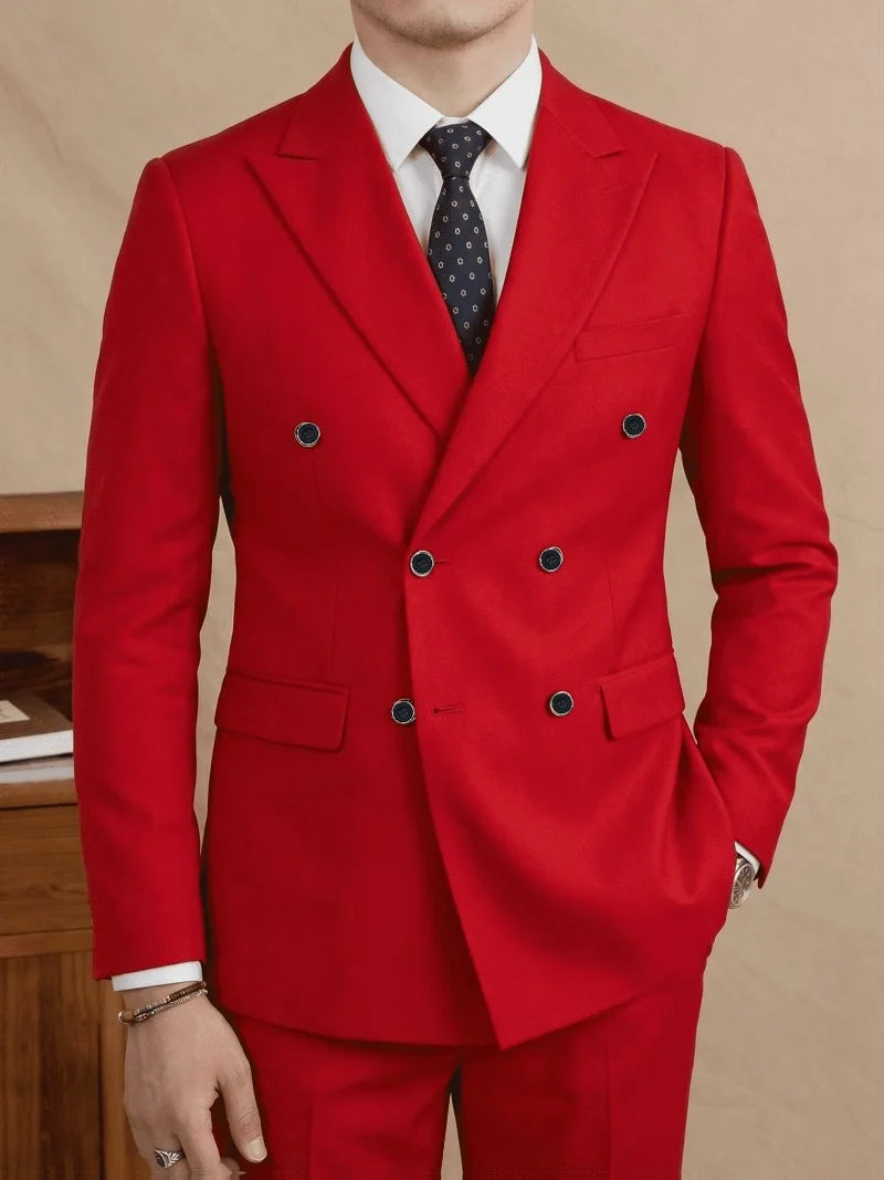 Men's Slim-Fit Double-Breasted Suit Set — product view