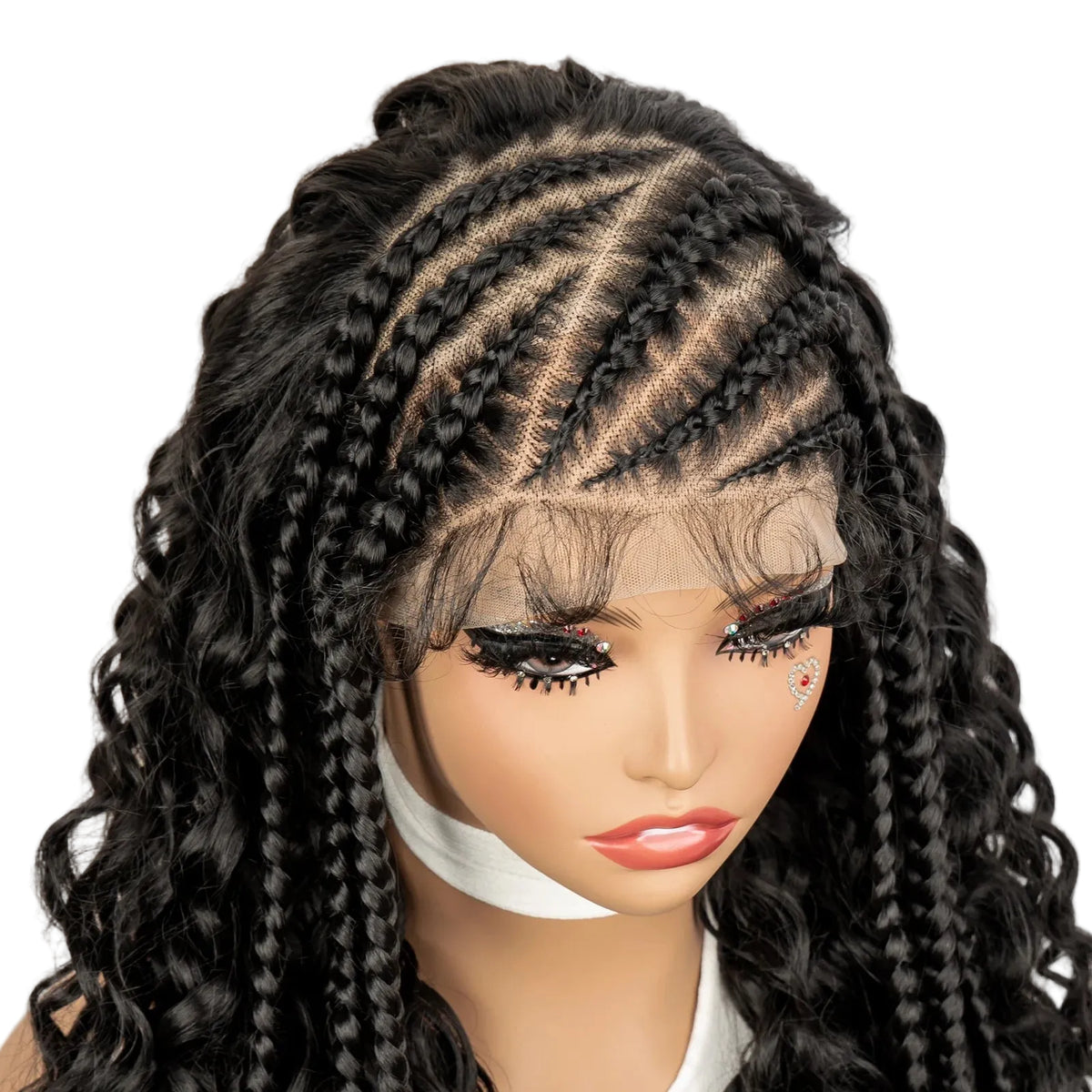 26 Inches Synthetic Cornrow Braided Wig 13x6 Lace Frontal Curly - OSASCO