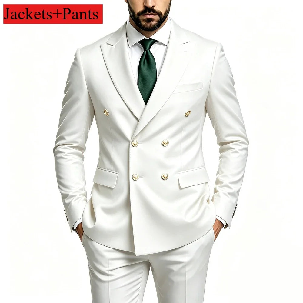 Men's Peak-Lapel Suit with Gold-Tone Buttons