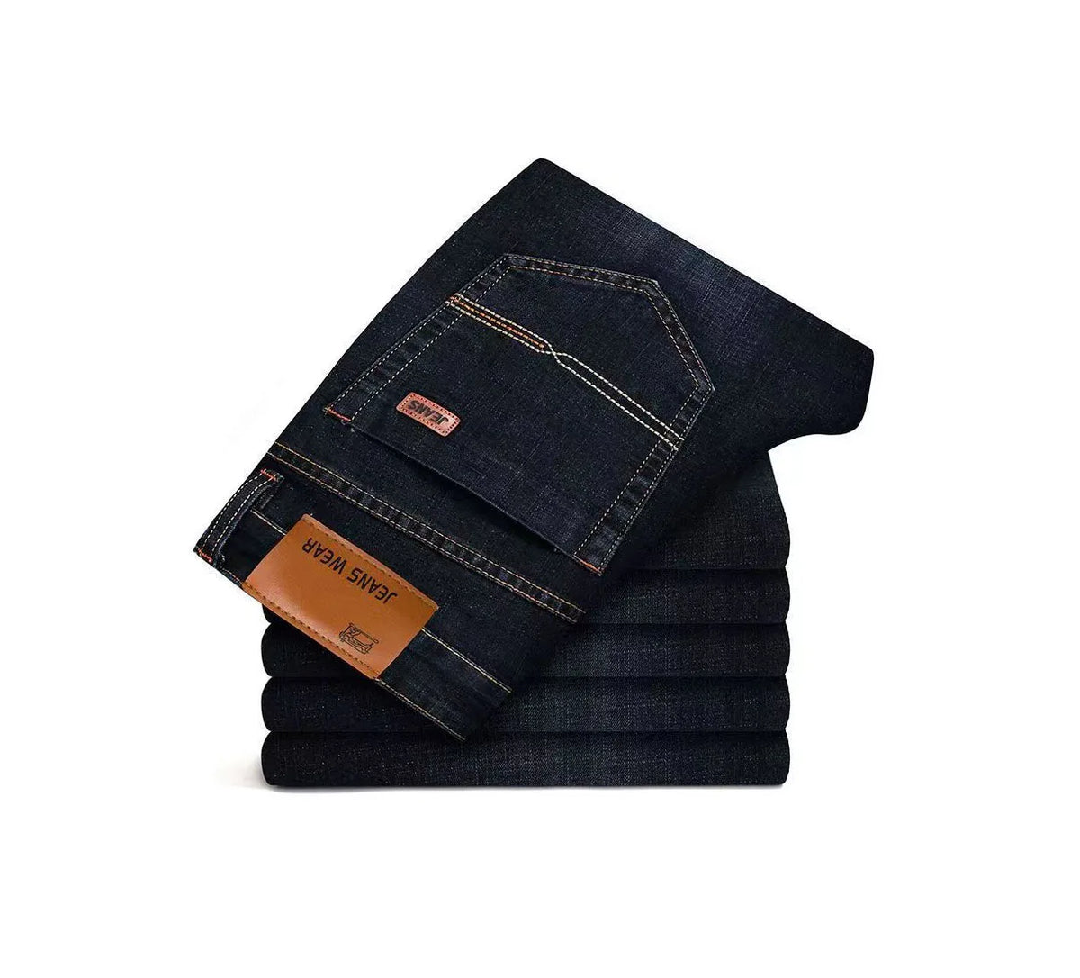 Men's Blue Straight-Leg Stretch Denim Jeans — product view