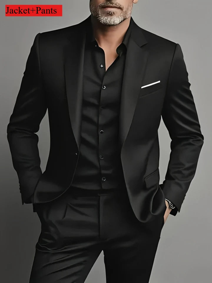 Men's Black Slim-Fit Suit Set — product view