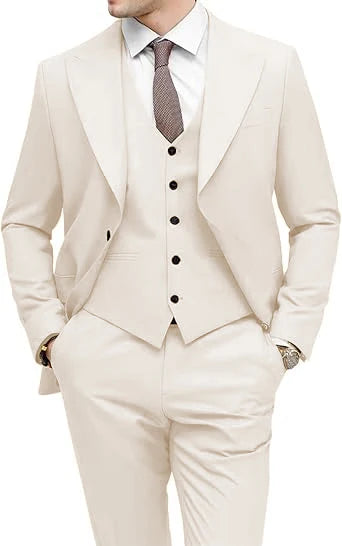 Men's 3-Piece Slim Fit Peak Lapel Suit Set — product view