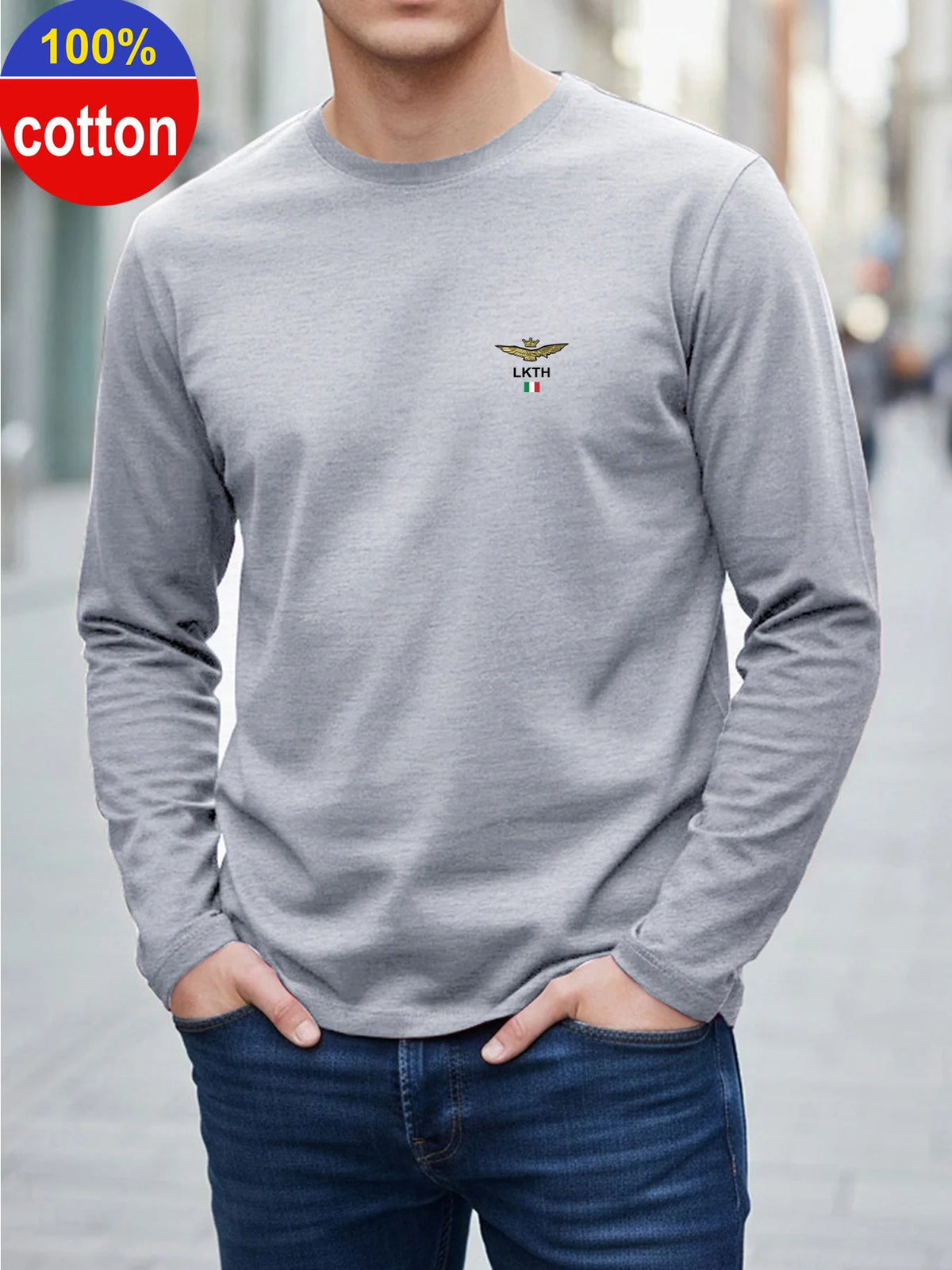 Men's Letter Print Long-Sleeve Casual T-Shirt