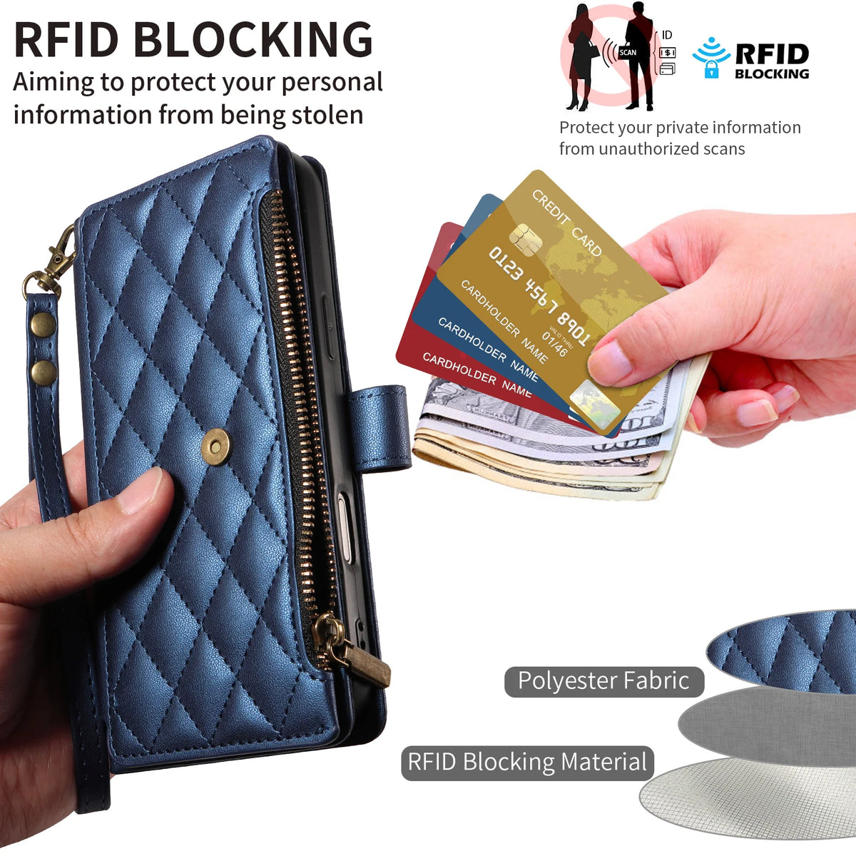 Embroidered Wrist Strap Zipper Wallet Phone Case for iPhone 17e, iPhone 18 Pro, iPhone 18 Pro Max, iPhone 18, iPhone 14 Pro, iPhone 14 Plus, iPhone 14 Pro Max, iPhone 14, iPhone 15 Plus, iPhone 15 Pro Max, iPhone 15 Pro & More Models
