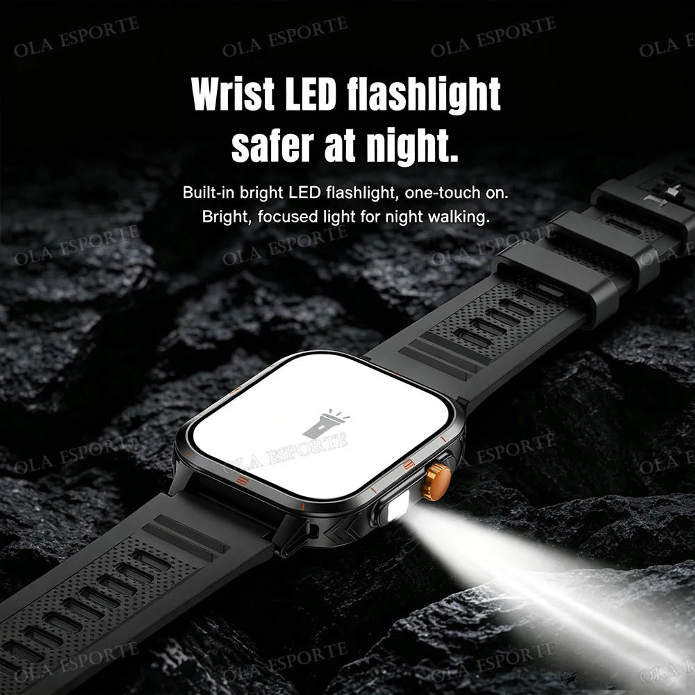Outdoor 1.73-Inch Calling Smartwatch with Flashlight