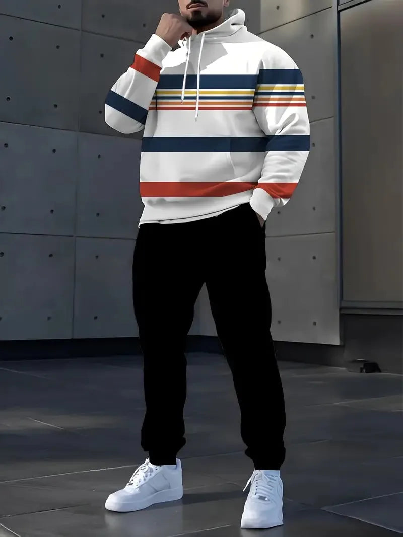 Men's Striped Casual Outfit Set