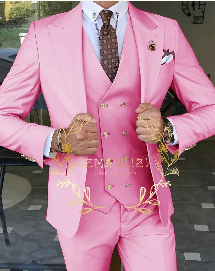 Men's Beige 3-Piece Suit Set — product view