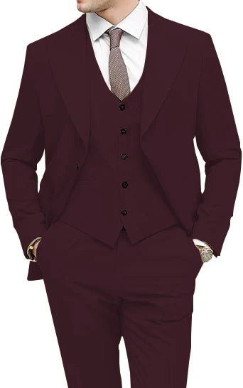 Men's 3-Piece Slim Fit Peak Lapel Suit Set — product view