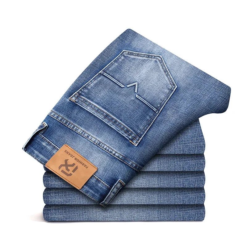 Men's Blue Regular Fit Stretch Denim Jeans — product view