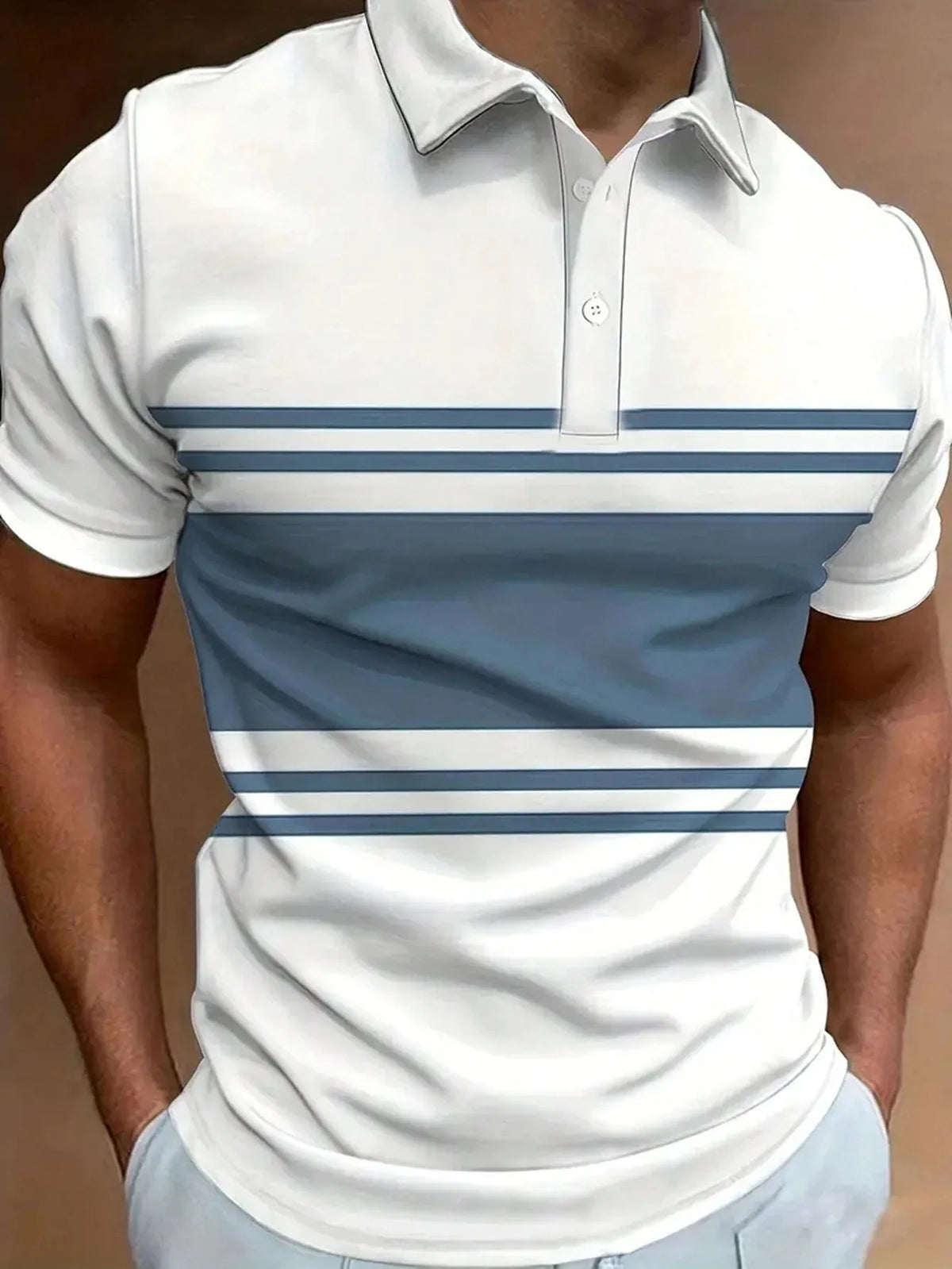 Men's Striped Short-Sleeve Polo Shirt