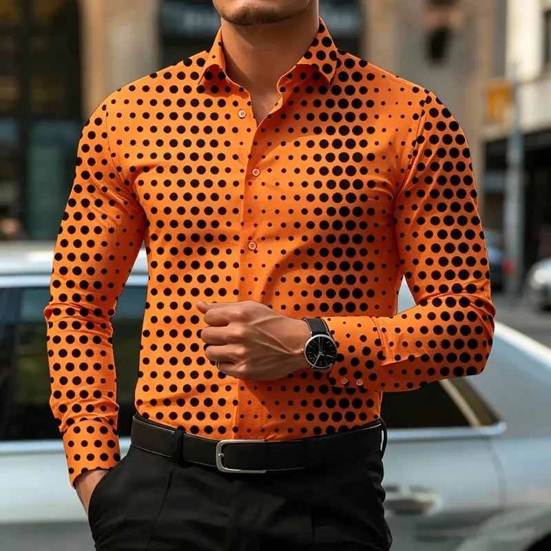 Men's Graphic Print Long-Sleeve Casual Shirt