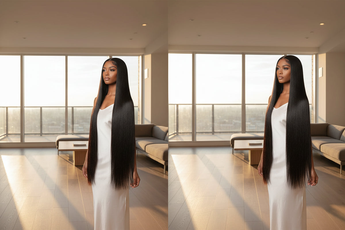 Women's Bone Straight Human Hair Lace Wig — product view