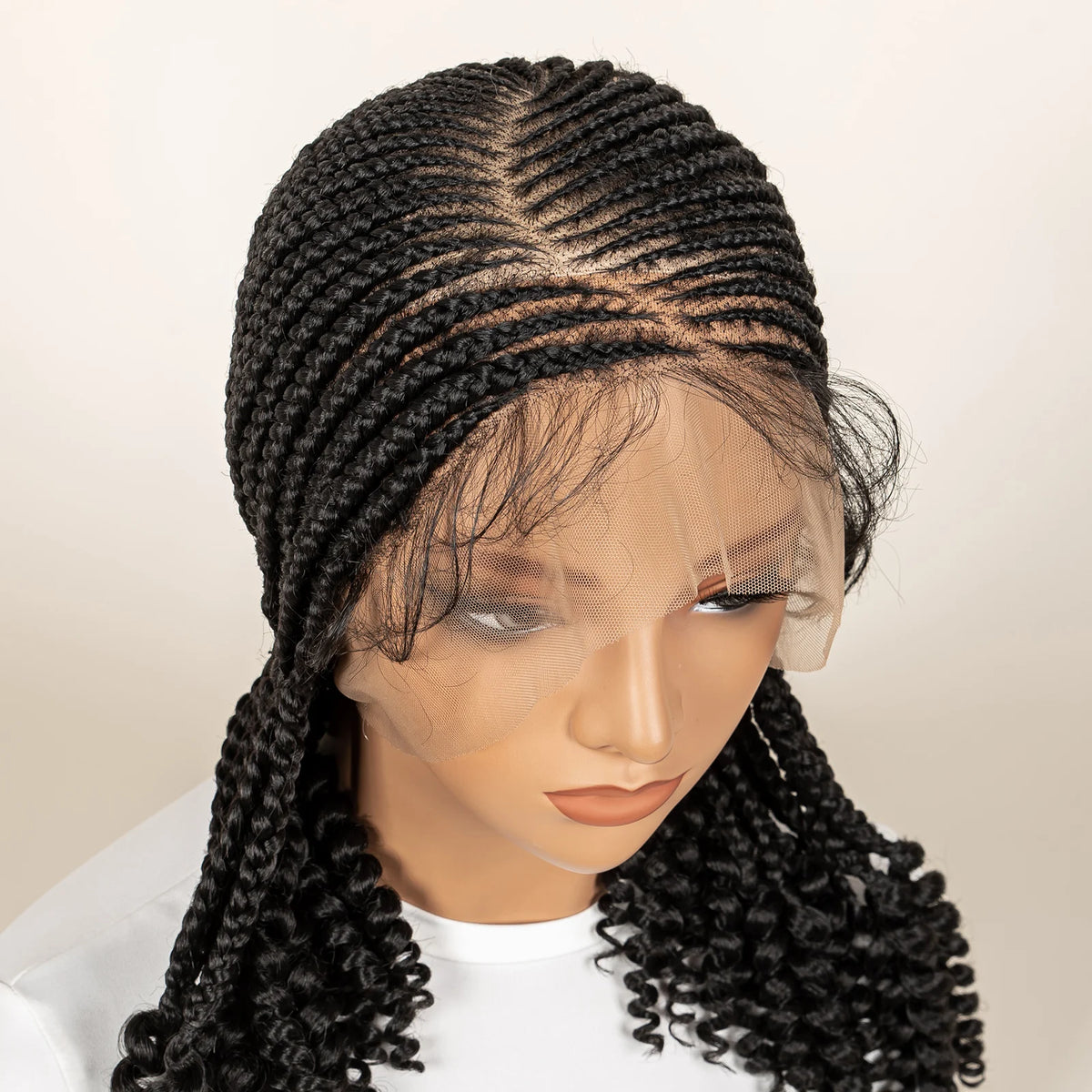Women's Natural Black Cornrow Braided Synthetic Wig — product view