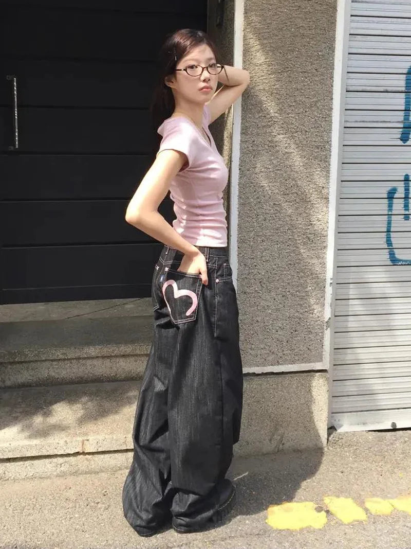Women's Retro Wide-Fit Baggy Jeans — product view