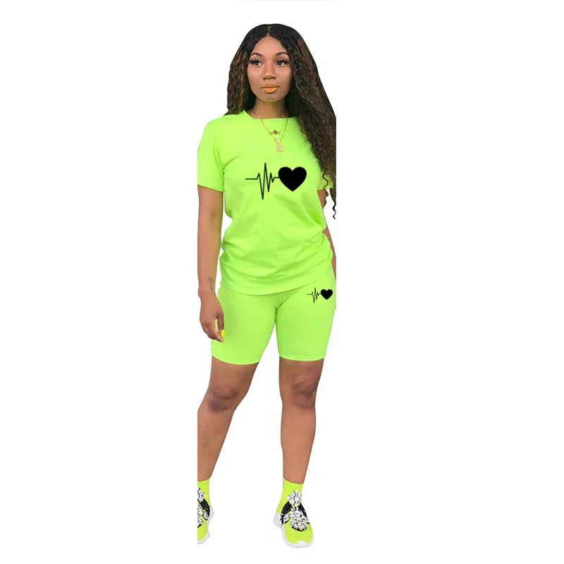 Women's Heart Print Casual T-Shirt