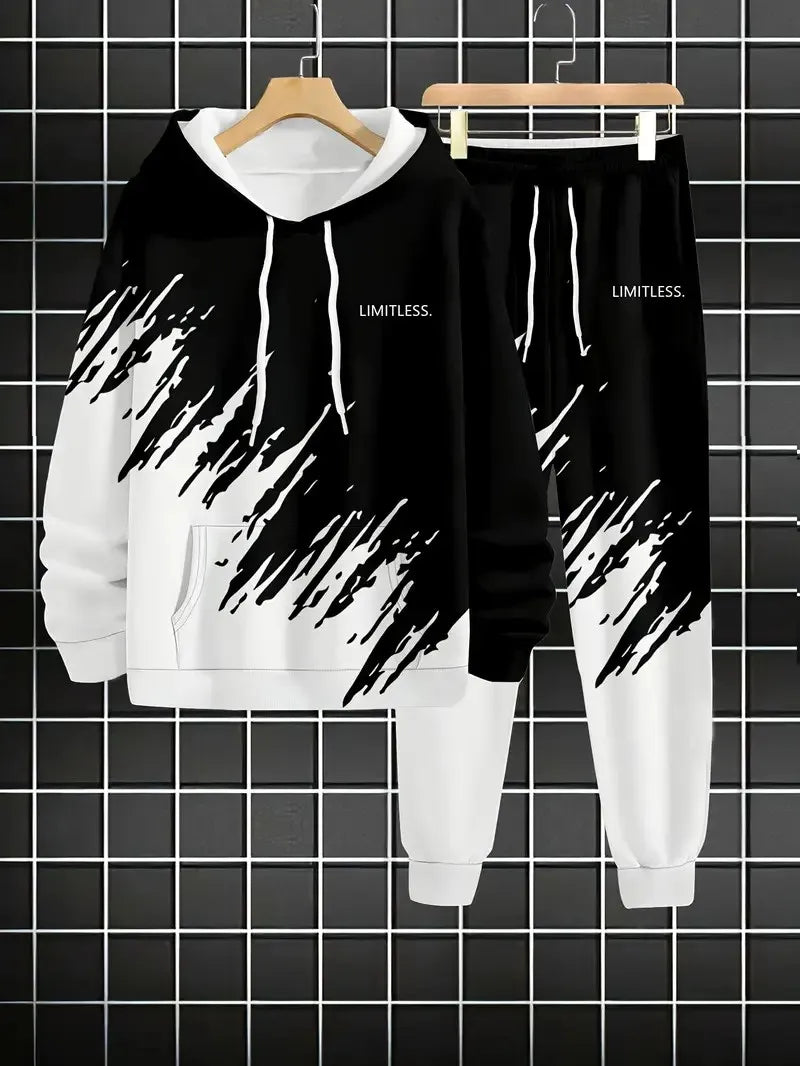 Men's Gradient Print Casual Outfit Set