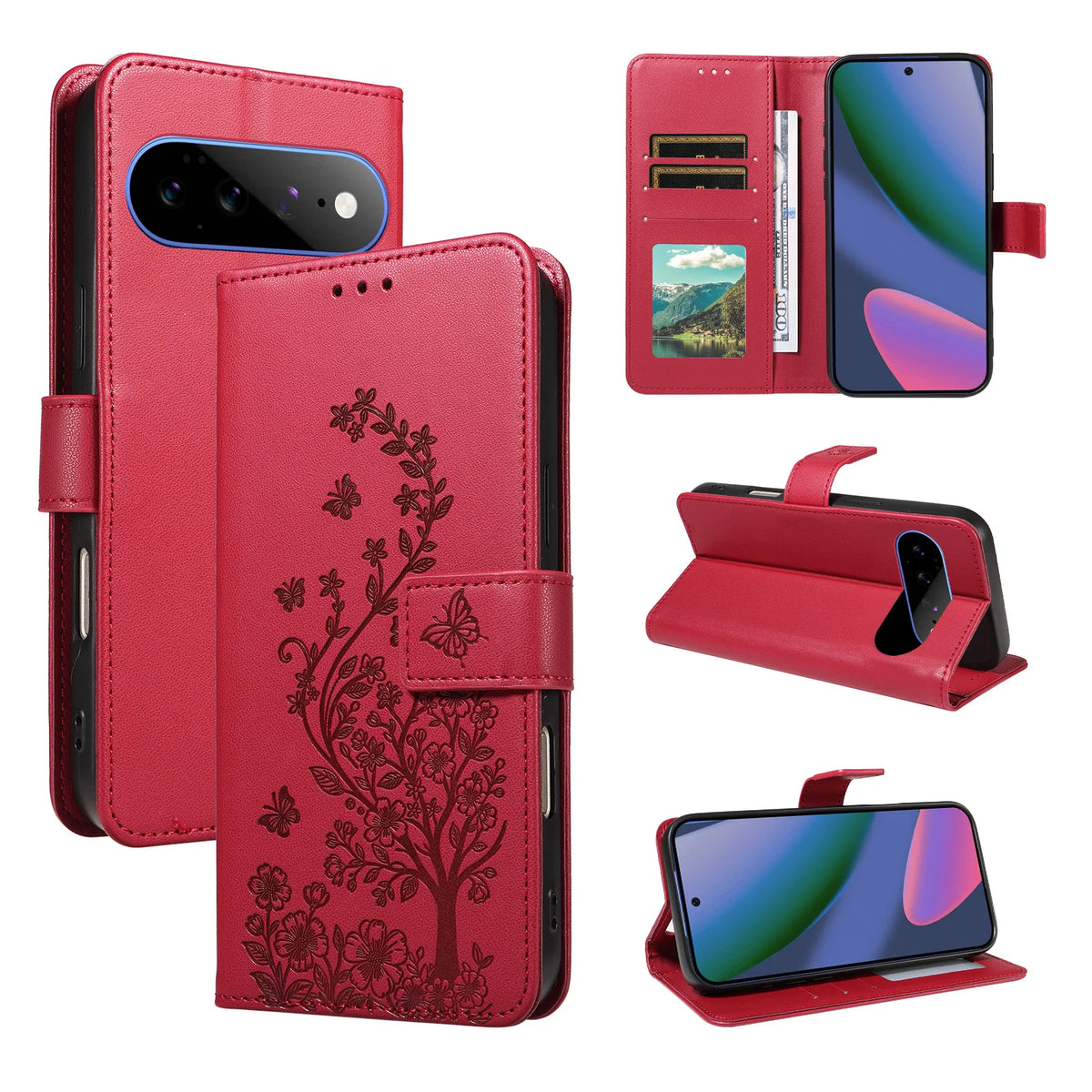 Floral Embossed Flip Wallet Phone Case for Google Pixel