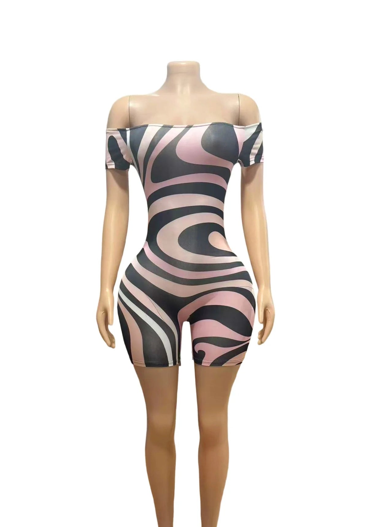 Women's Geometric-Print Slash-Neck Jumpsuit