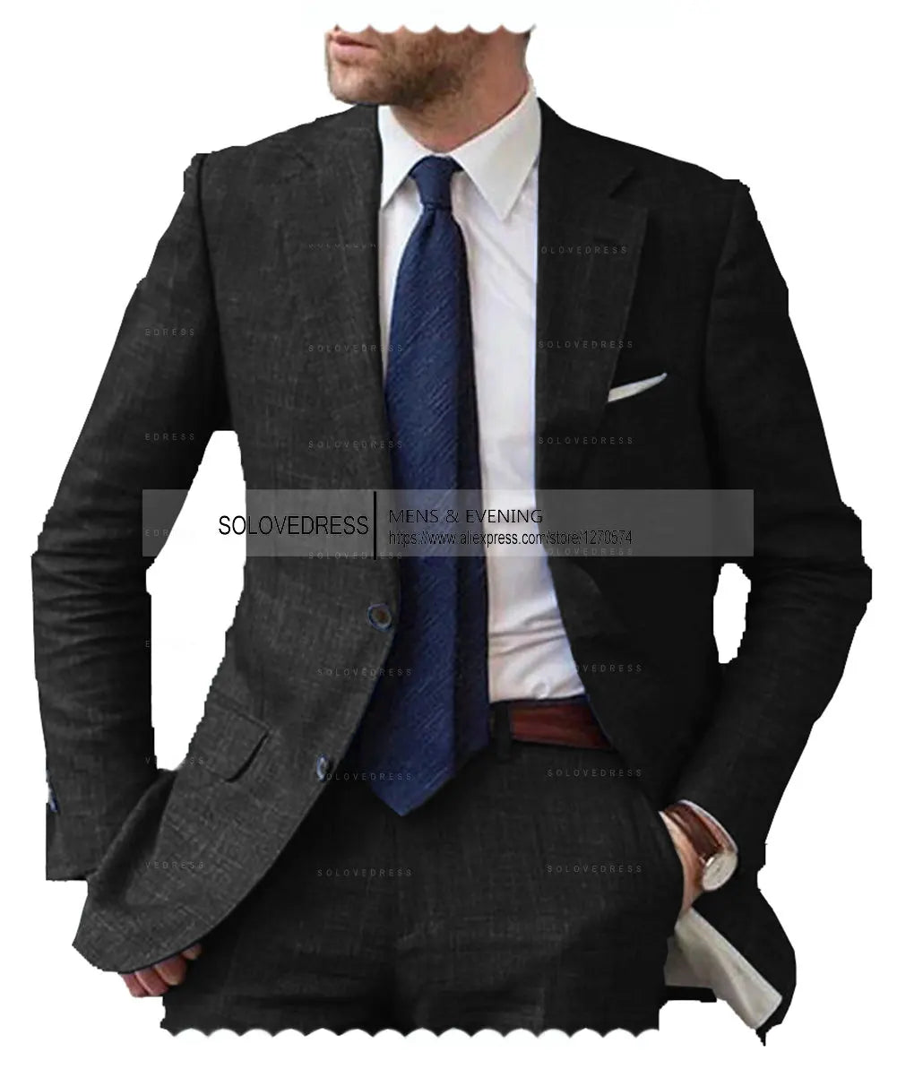 Men's Linen Slim-Fit Suit Set — product view
