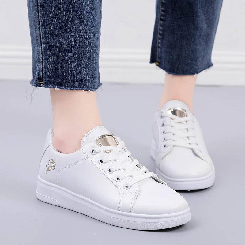 Women's Embroidered Lace-Up Sneakers — product view