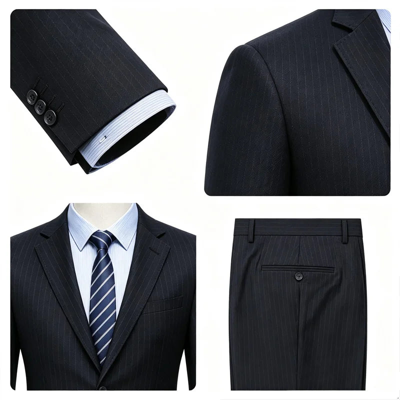 Men's Navy Pinstripe Suit Set — product view