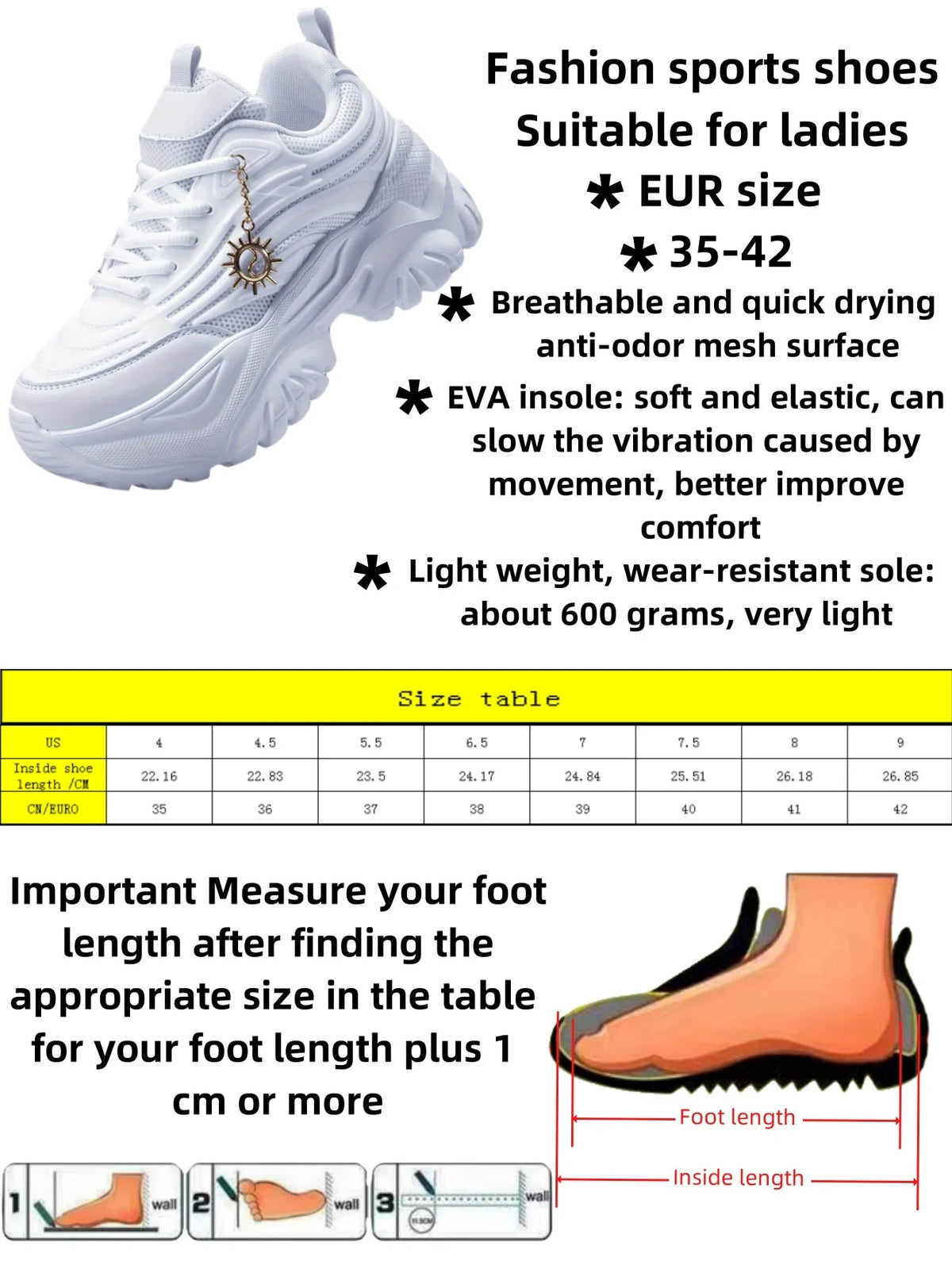 Women's White Chunky Lace-Up Sneakers — product view