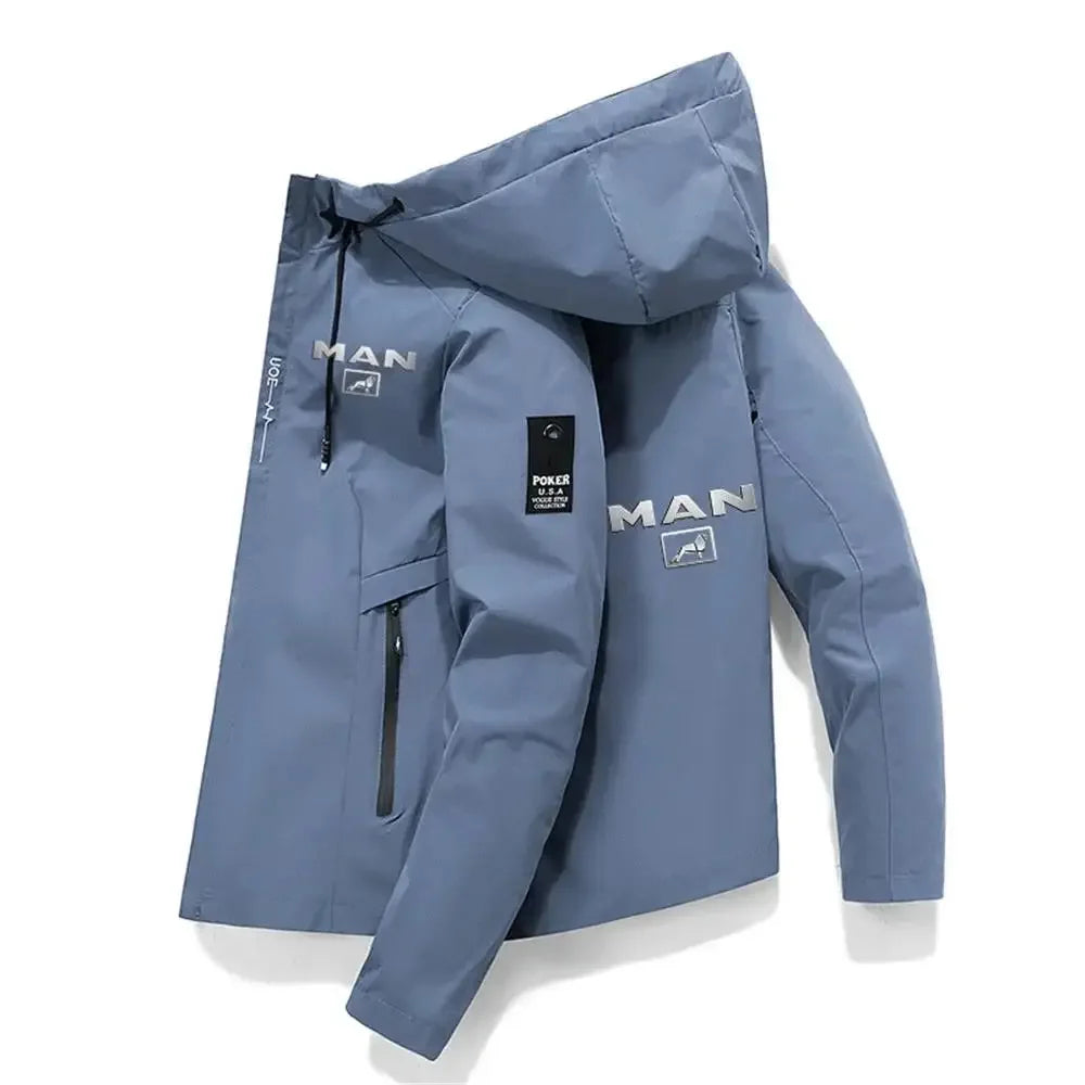 Men's Graphic Print Hooded Zip-Up Jacket