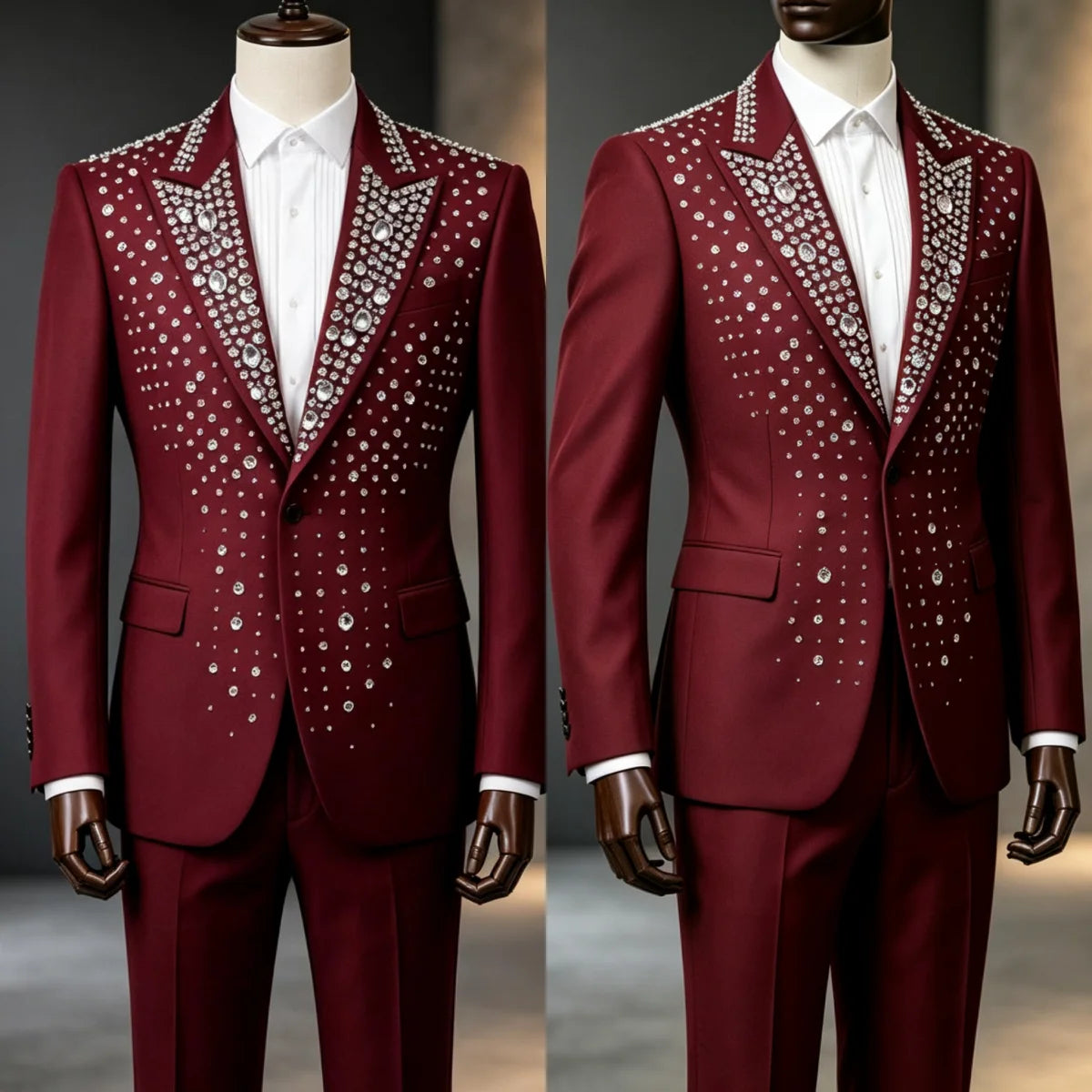 Men's Beaded 2-Piece Peak Lapel Suit Set — product view