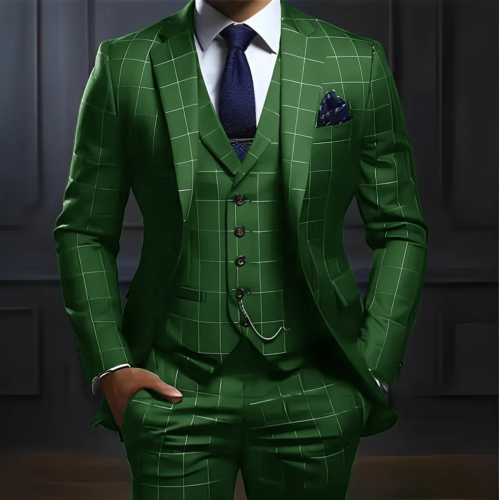 Men's Plaid 3-Piece Suit Set — product view