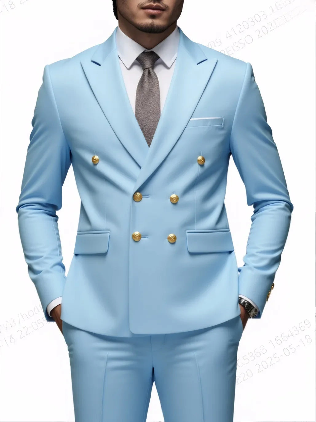 Men's Slim-Fit Double-Breasted Suit Set — product view