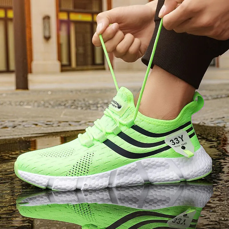 Men's Black Mesh Athletic Sneakers